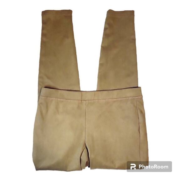 Vintage Marina Luna Faux Suede Camel Brown Stretch Pants Women's Size 4 - Picture 2 of 6